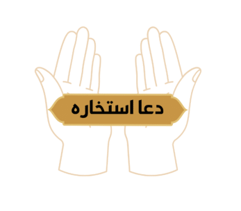 Dua Istikhara - Hands Raised in prayers with Dua Istikhara written across in Arabic